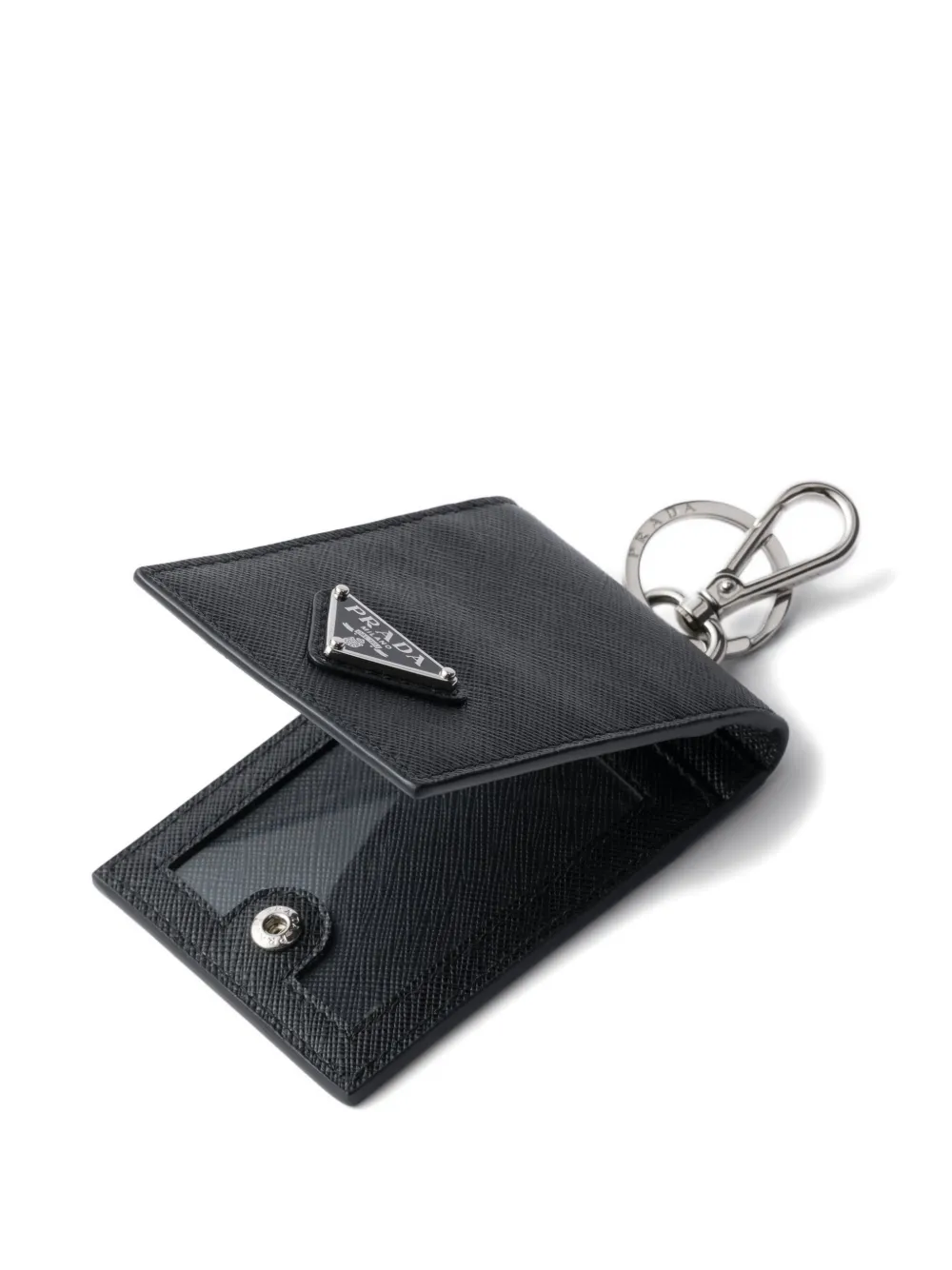 Prada Triangle-logo Leather Card Holder In Black