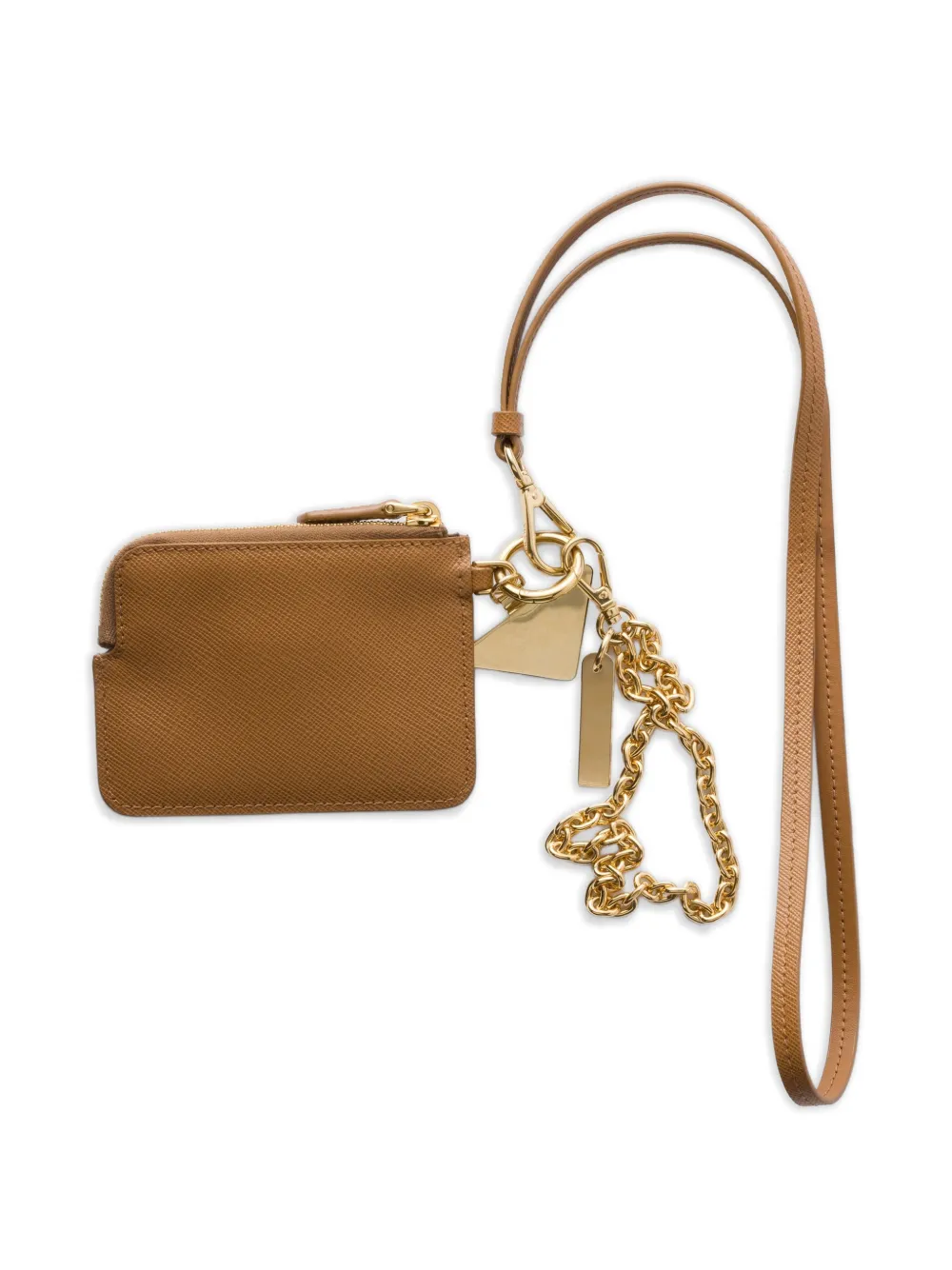 Prada Leren pasjeshouder met triangel-logo - Bruin