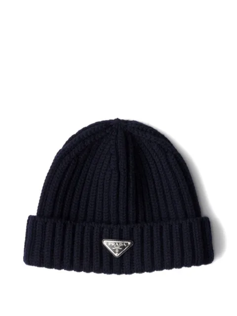 Prada logo beanie hat