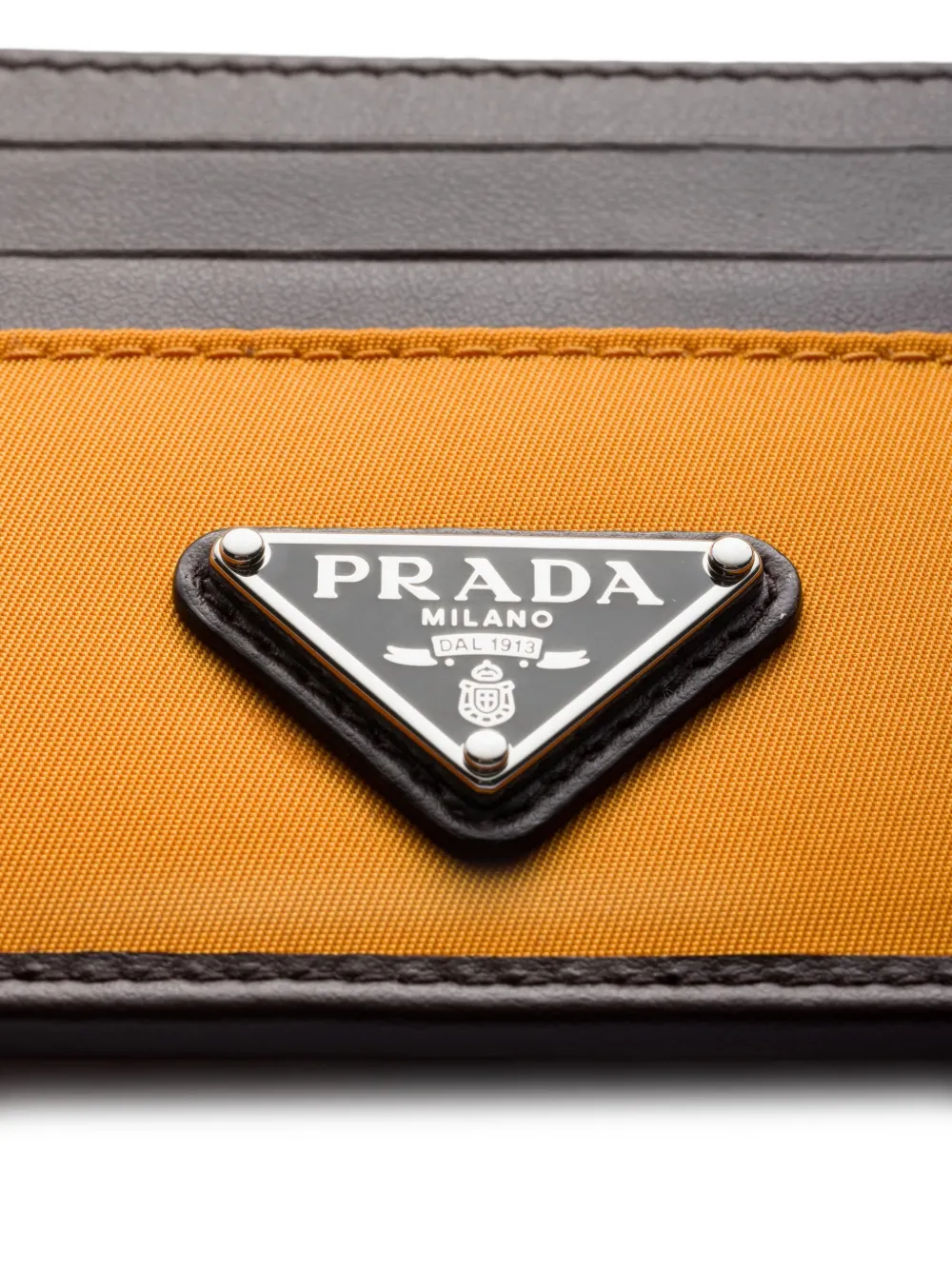  Prada Triangle-logo Leather Card Holder - Orange 