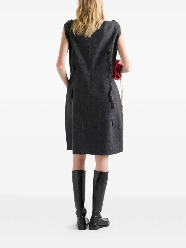 Prada Shetland Wool Dress, Woman, Slate Gray, Size 36