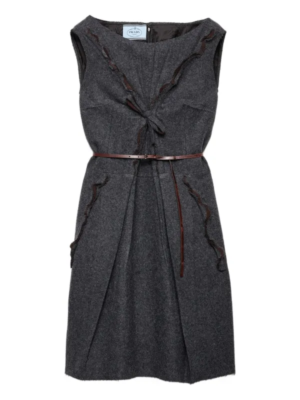 Prada Shetland Wool Dress, Woman, Slate Gray, Size 36
