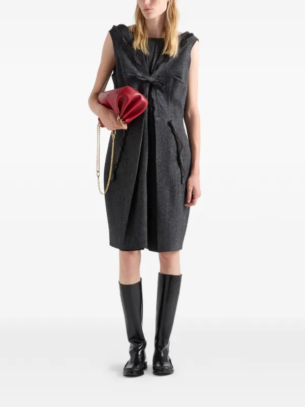 Prada Shetland Wool Dress, Woman, Slate Gray, Size 36
