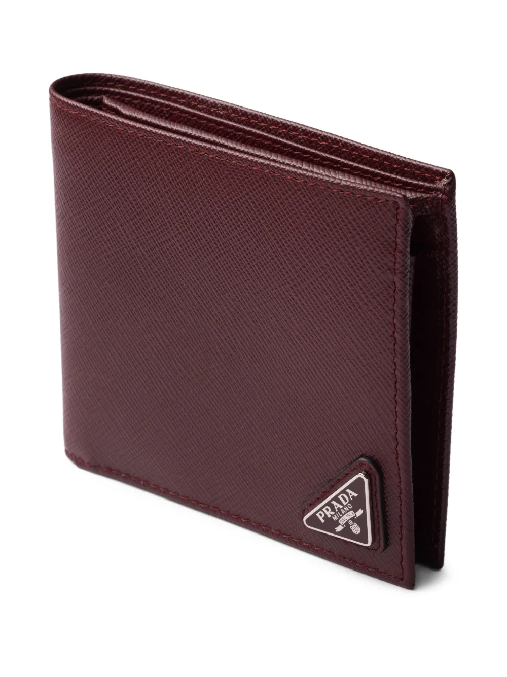  Prada Triangle-logo Leather Wallet - Red 