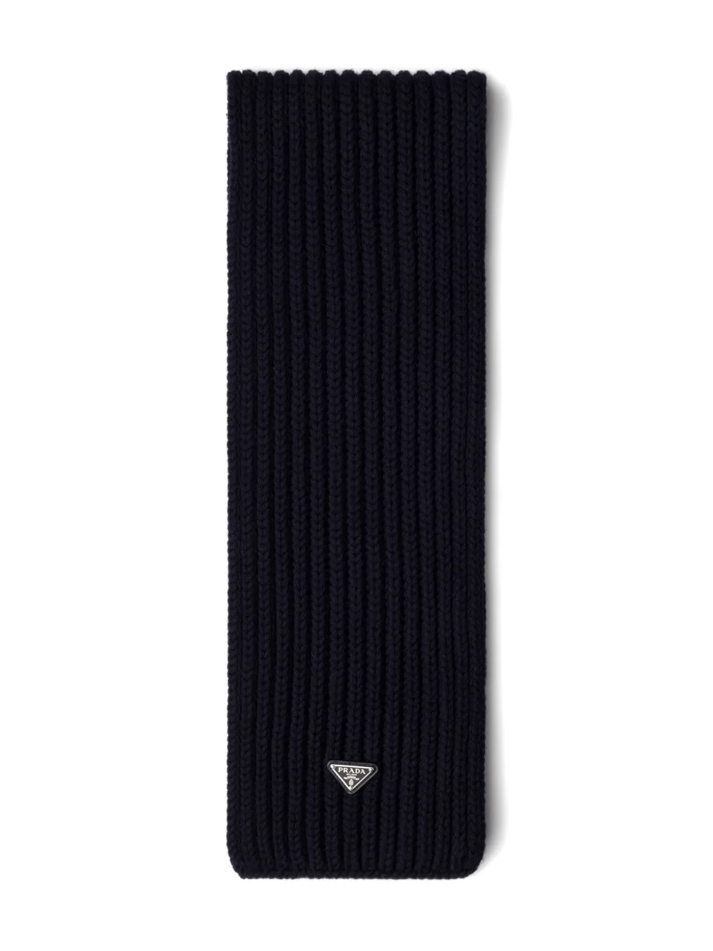 Prada triangle-logo wool scarf - Blu