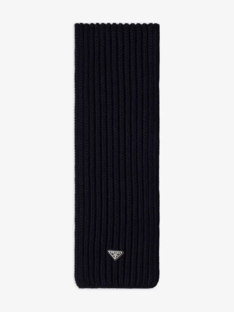 Prada triangle-logo wool scarf