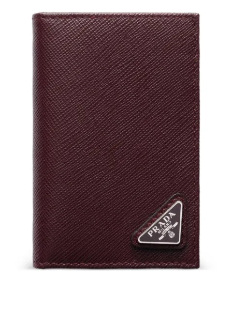 Prada triangle-logo leather card holder