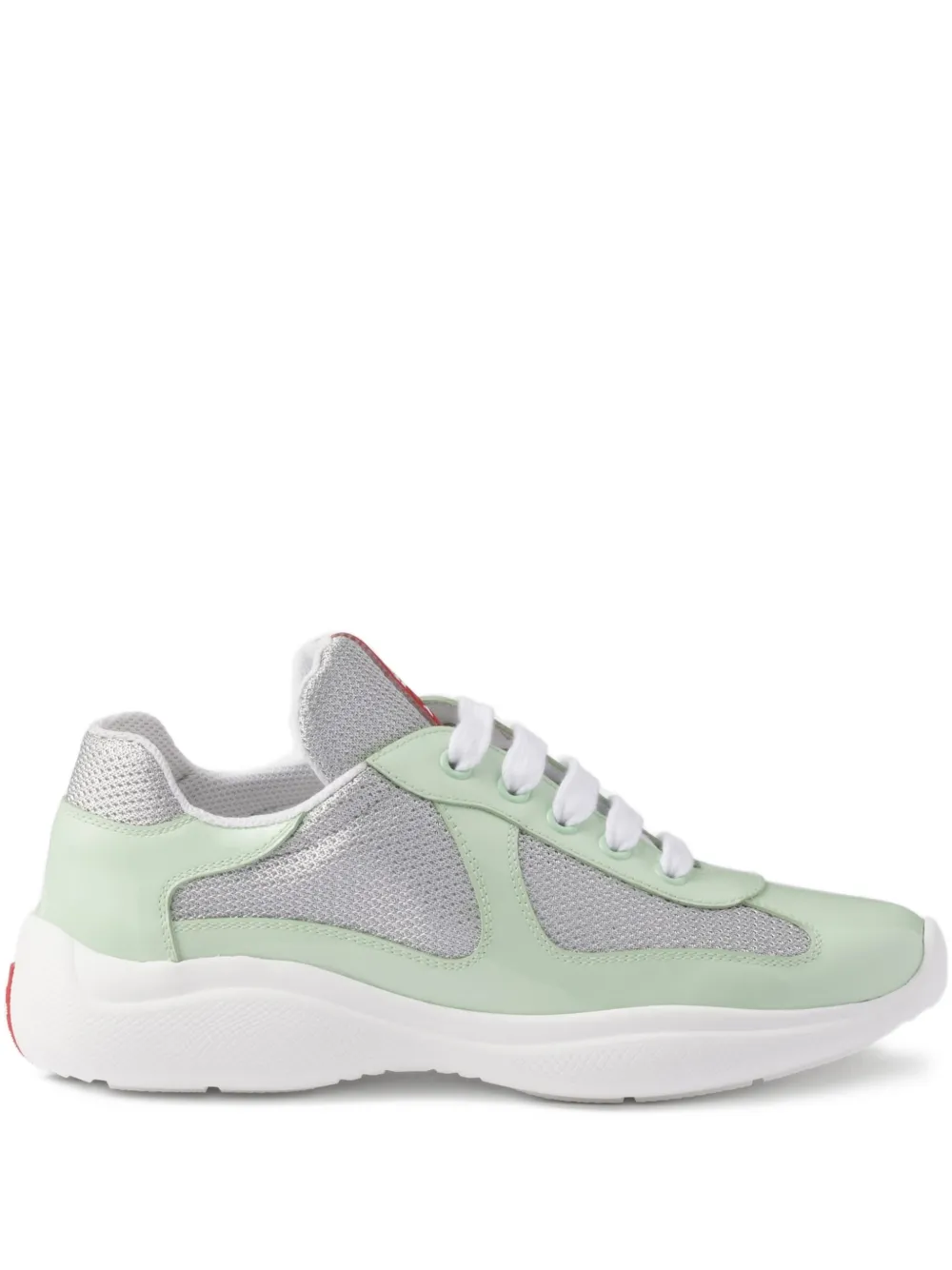 Prada Logo-detail Round-toe Sneakers In Blue