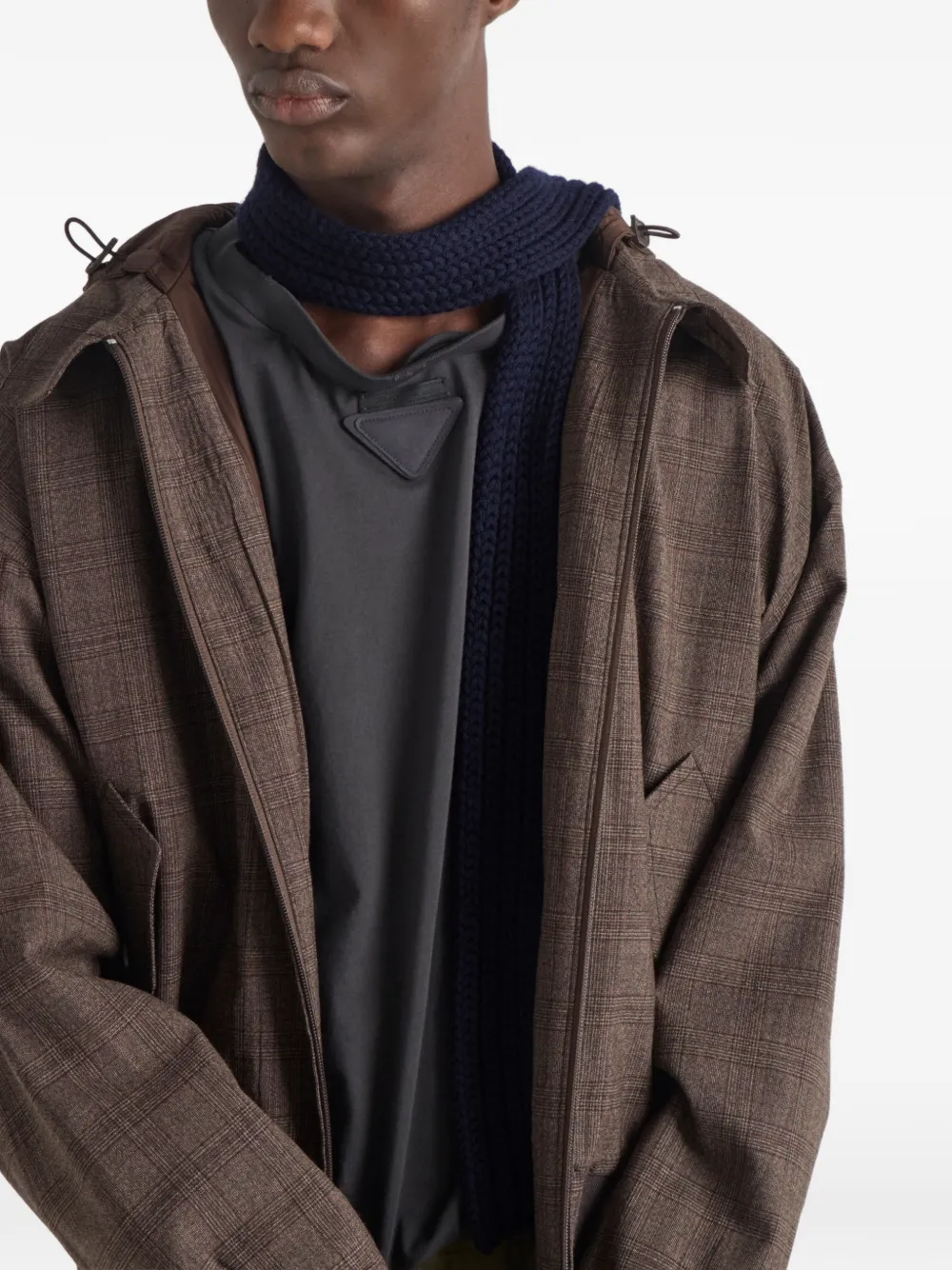  Prada Triangle-logo Wool Scarf - Blue 
