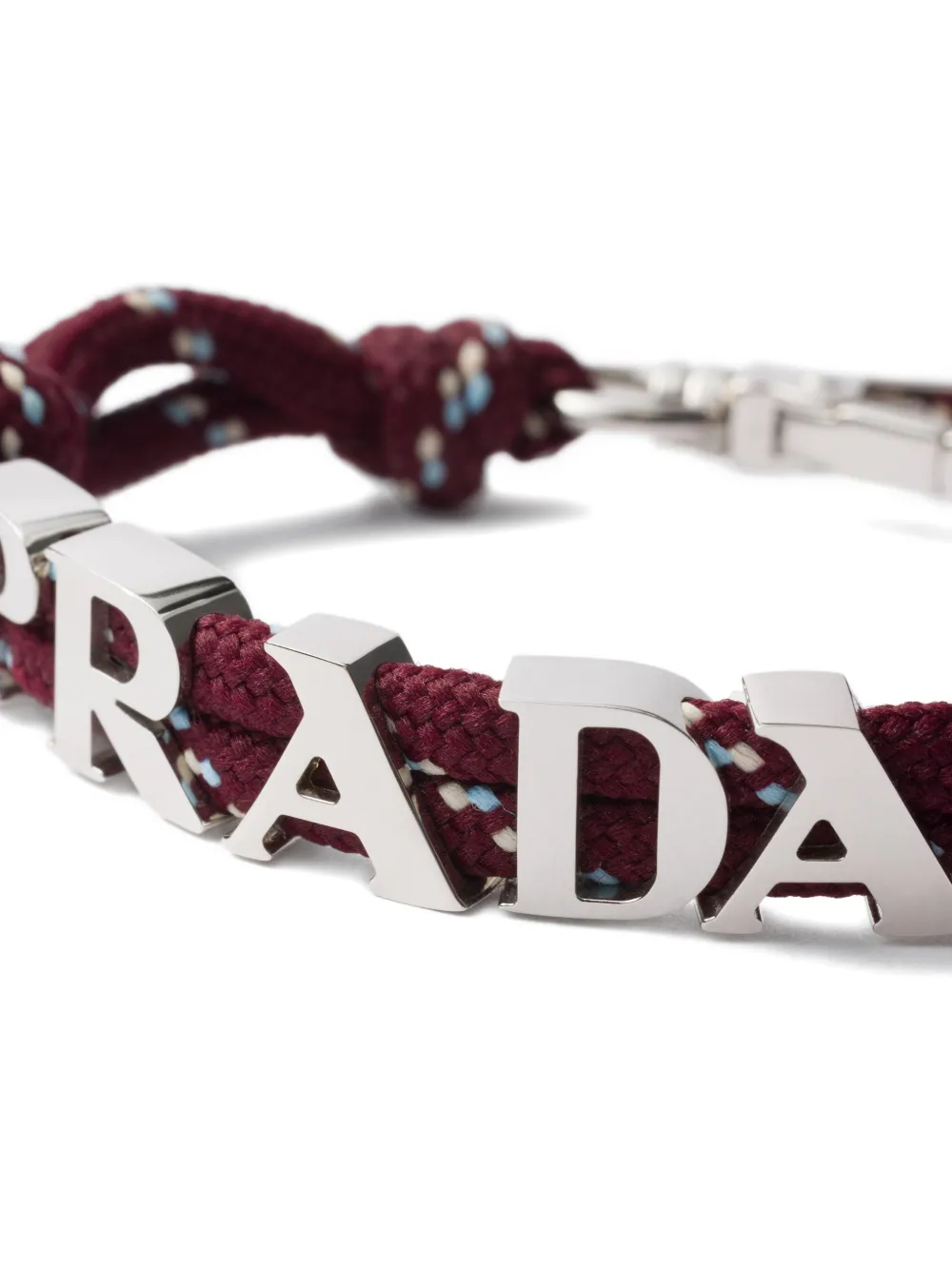  Prada Logo Cord Bracelet - Silver 