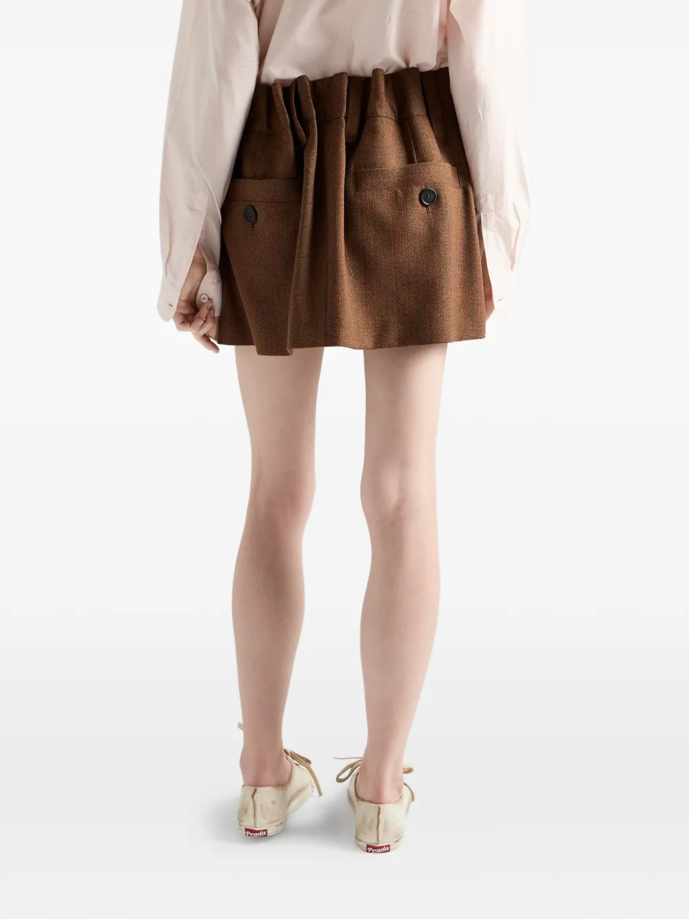 elastic-waistband mini skirt