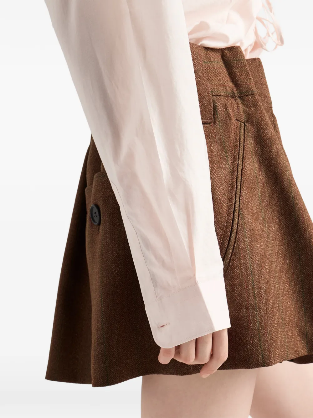 Prada エラスティックウエスト ミニスカート | ブラウン | FARFETCH JP