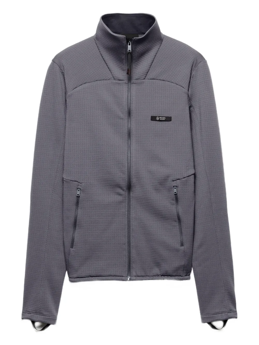 Prada logo-patch zip-fastening jacket | Grey | Image 1