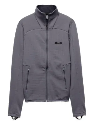 Prada Stretch Technical Fabric Zipper Sweatshirt | Blue | FARFETCH NO