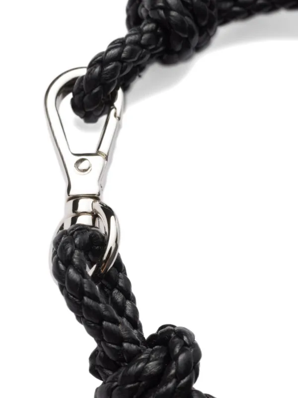Prada triangle-logo Leather Bracelet | Silver | FARFETCH