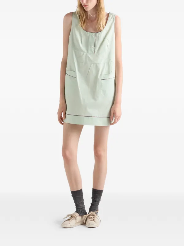 prada dress green Prada Lime Green Satin Shift Dress with Triangle Logo main image 0