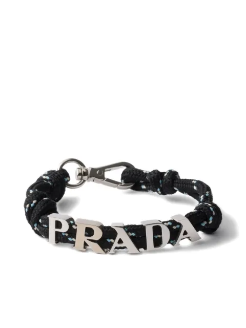 Prada logo-lettering cord bracelet