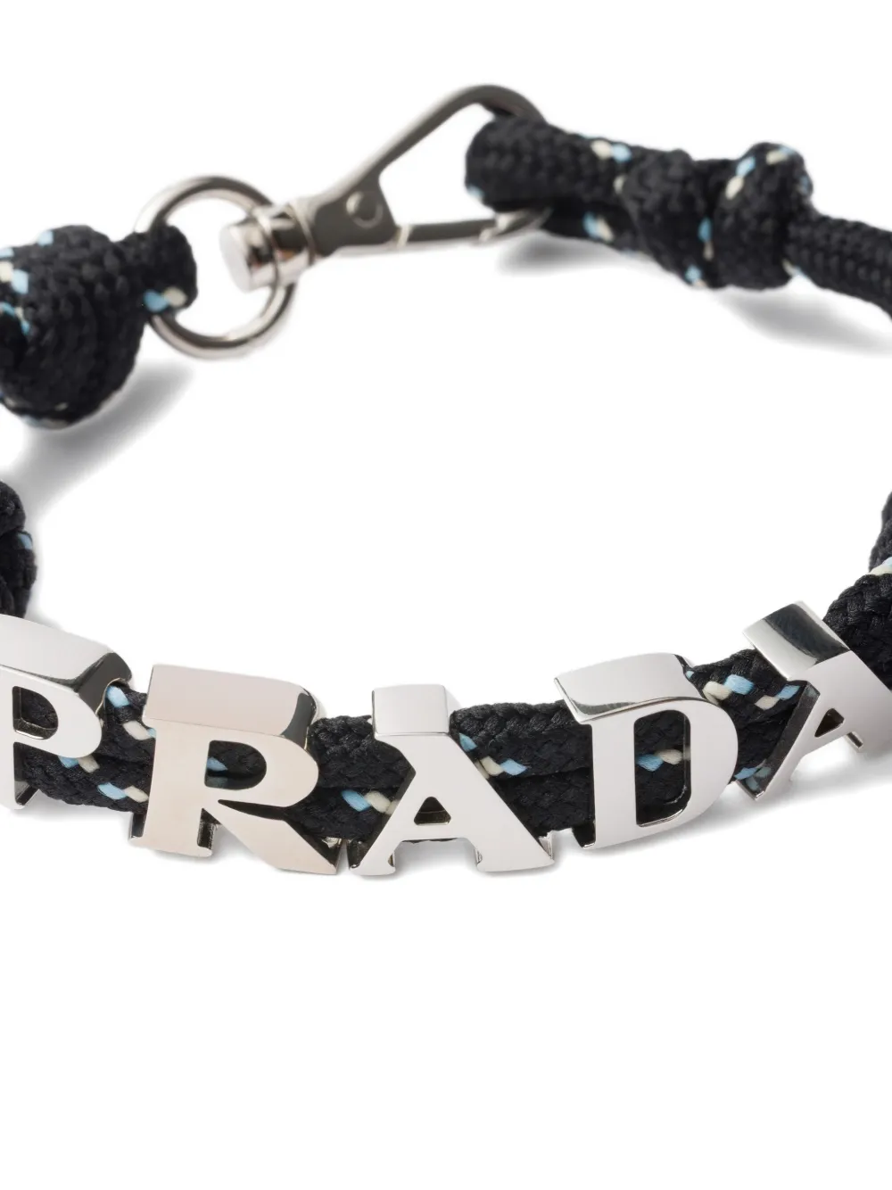 PRADA ビジュー　ゴム　ブレスレット　黒 ハート ブレスレット ベルト ビジュー レザー 黒 ブラック シルバー OH