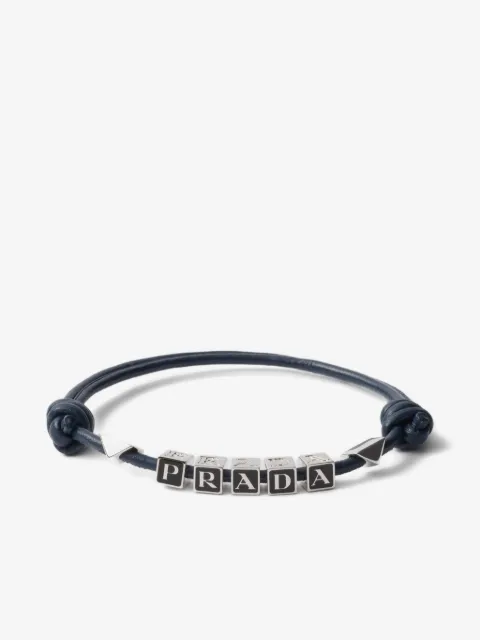 Prada logo-lettering leather bracelet