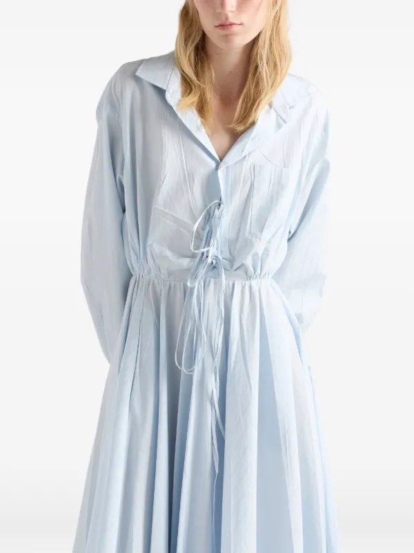 Prada V-neck long-sleeve Midi Dress | Blue | FARFETCH