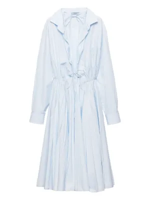 Prada Pleated Poplin Mini Shirt Dress | White | FARFETCH