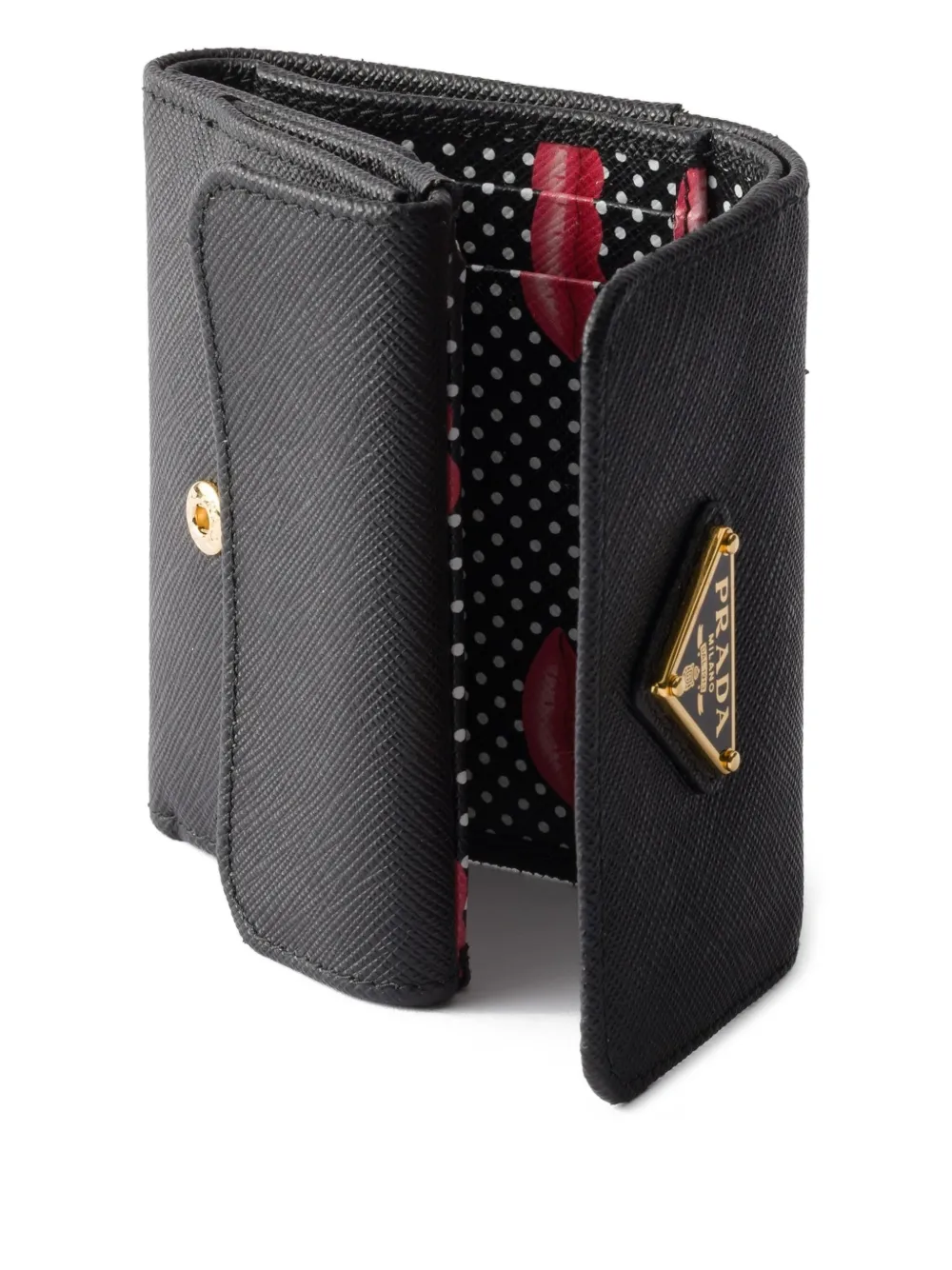 Prada Leren portemonnee met logo Zwart
