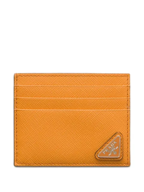 Prada triangle-logo leather card holder