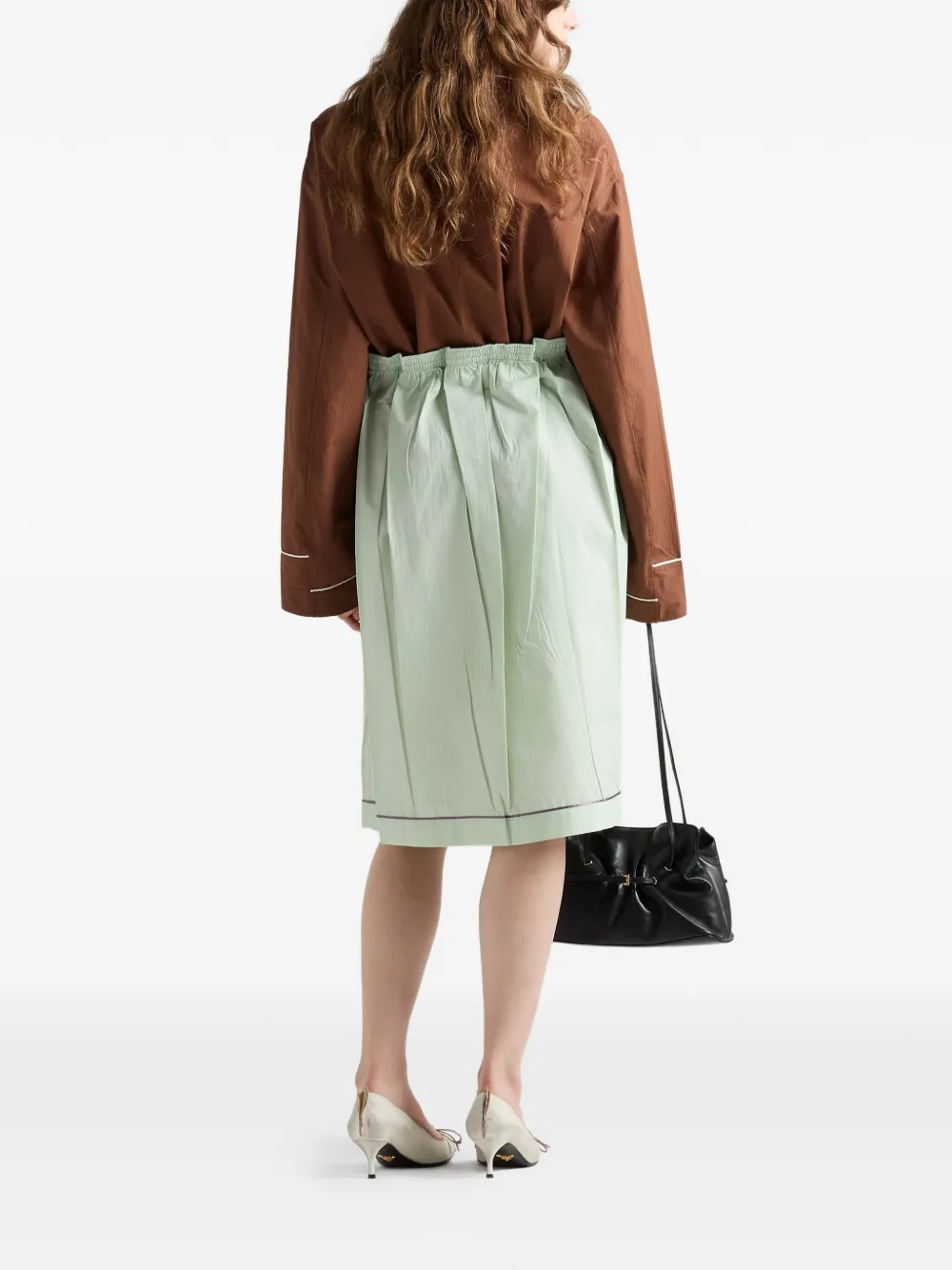 PRADA プラダ イタリア製 レーヨン ギャザー スカート N966 Prada ギャザースカート | グリーン | FARFETCH JP
