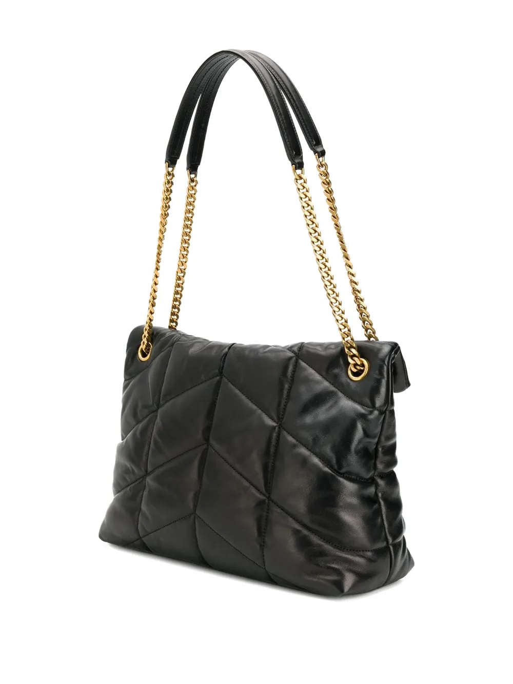Saint Laurent Loulou Chevron-pattern Shoulder Bag In Black