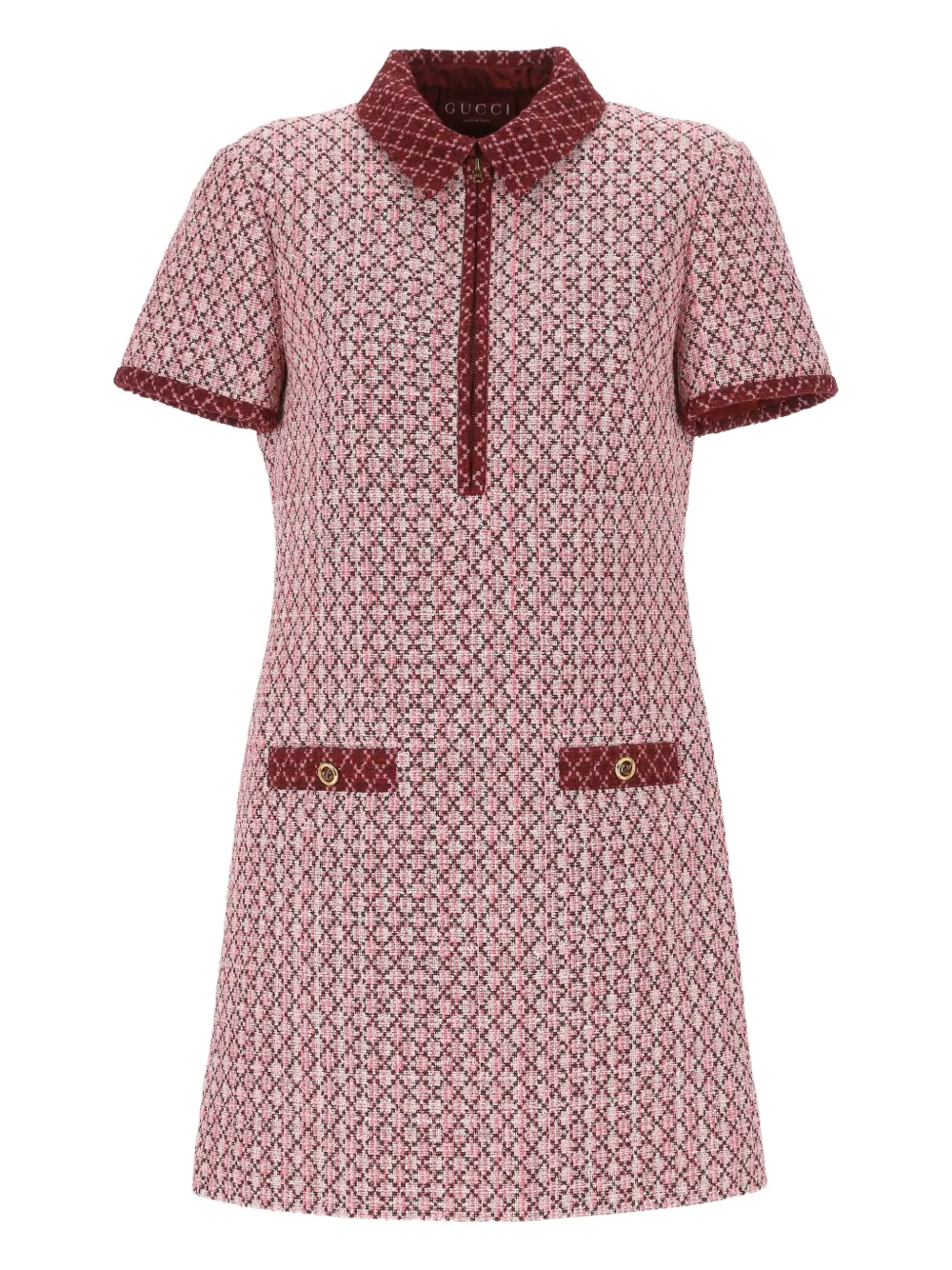 Gucci Diamond-patterned Mini Dress In Pink