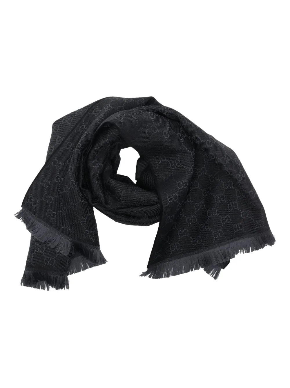 Gucci GG-motif fringed scarf | Black | Image 1