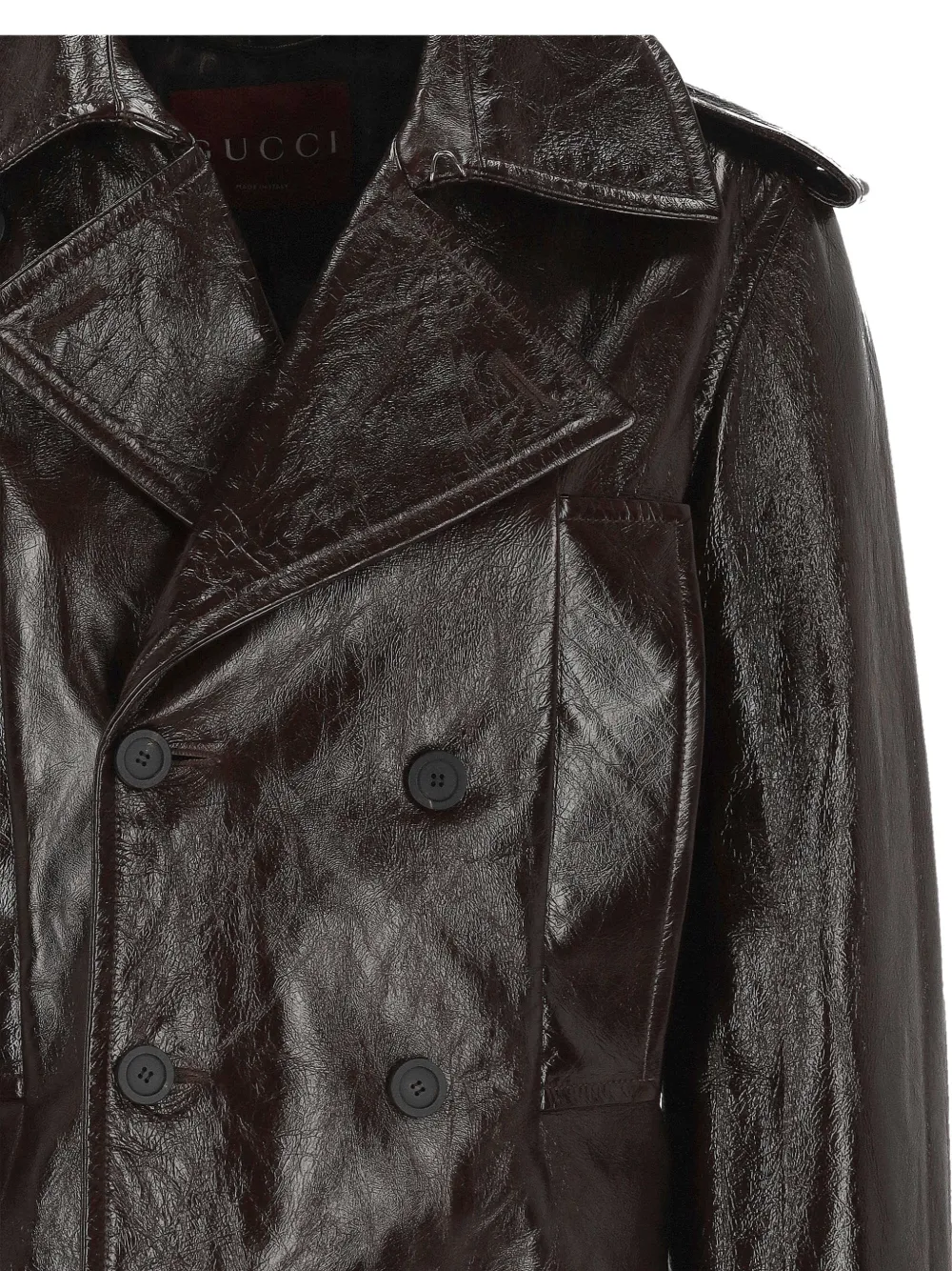 Gucci Leren jack met dubbele rij knopen Bruin