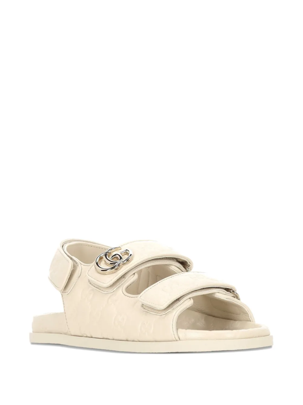 Gucci Gg Embossed Strap Sandals In Neutral