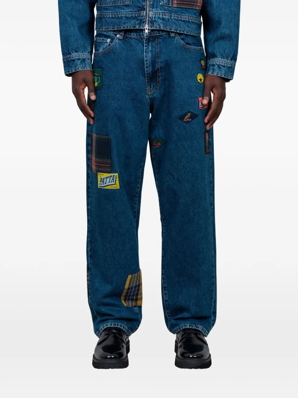PATTA patchwork labelled trousers | Blue | Image 1