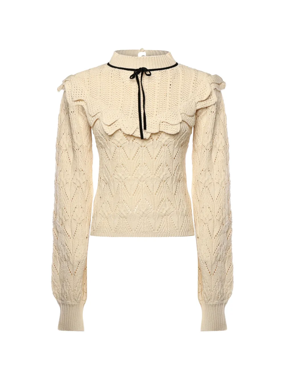 For Love And Lemons Lelia ruffled tie sweater - Toni neutri
