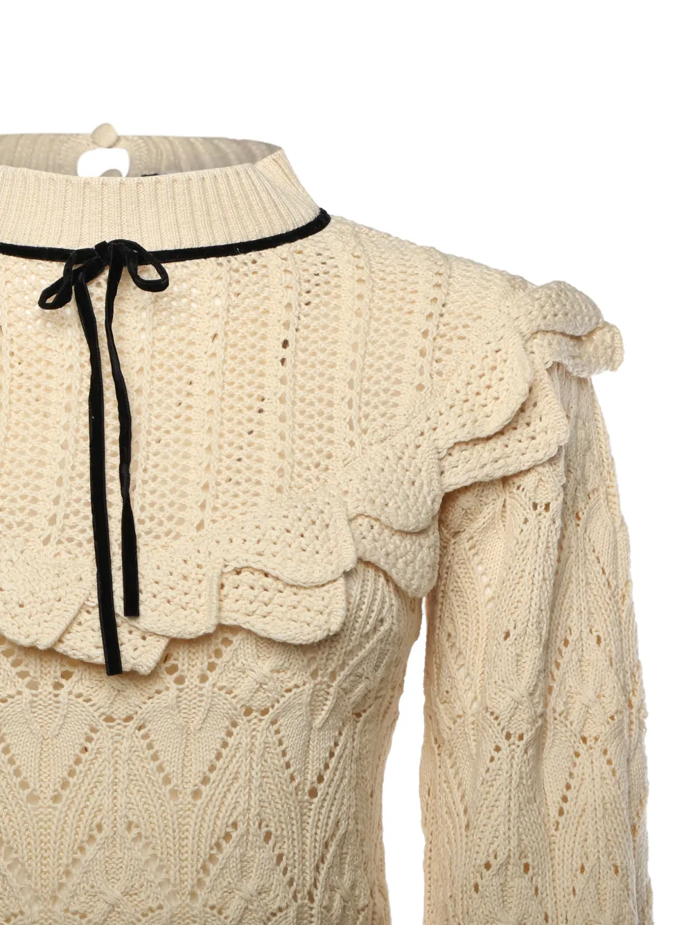  For Love And Lemons Lelia Ruffled Tie Sweater - Neutrals 