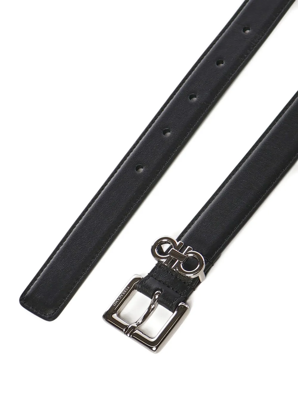 Ferragamo logo buckle leather belt - Zwart