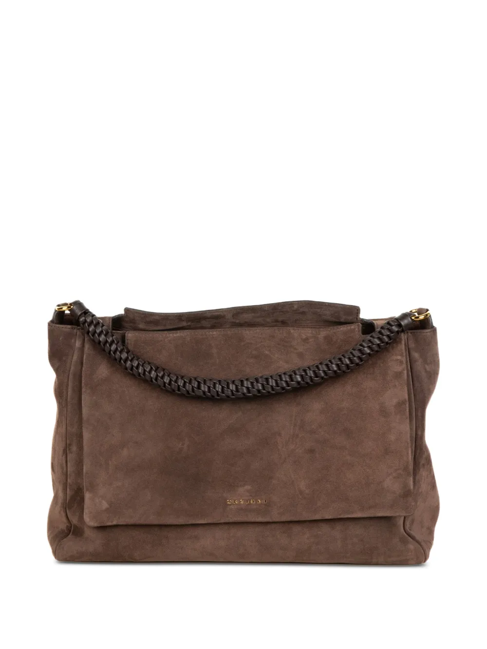 Orciani braided handle clutch bag - Marrone