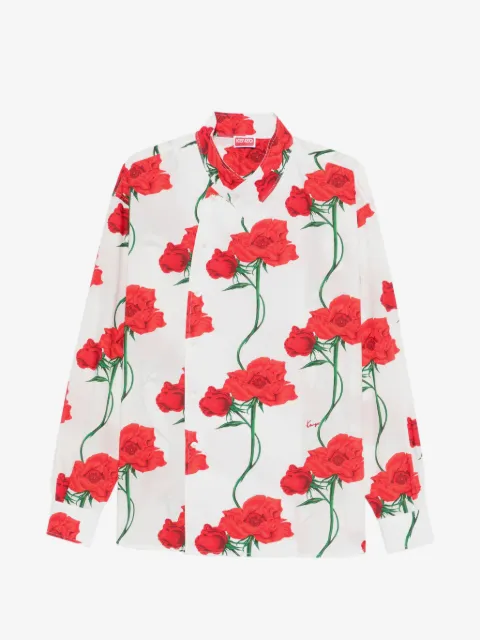 Kenzo floral-print asymmetric-front shirt