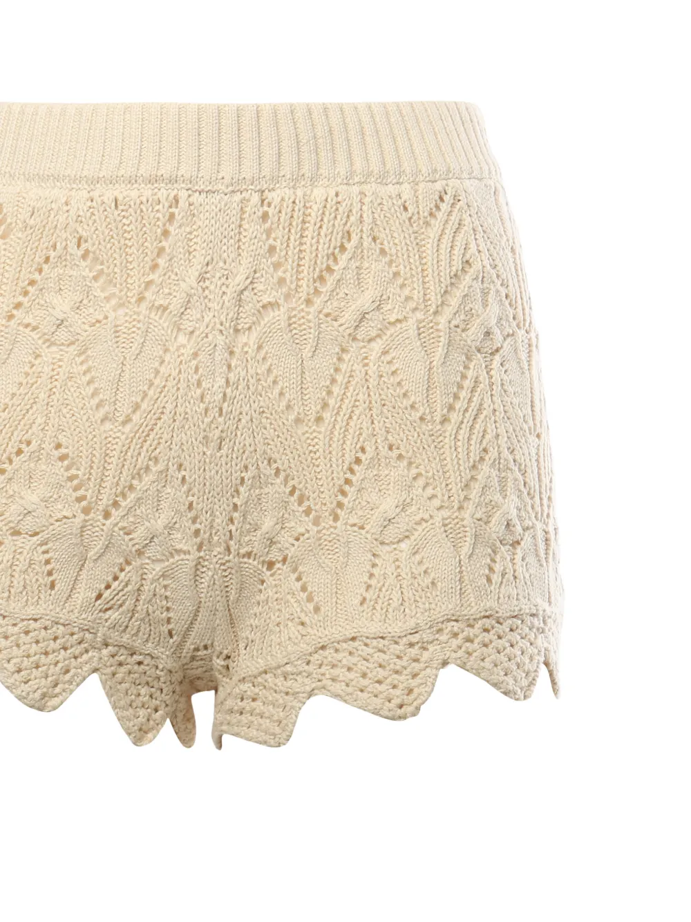  For Love And Lemons Lelia Beige Crocheted Shorts - Neutrals 