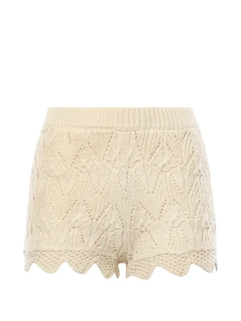 For Love And Lemons Lelia beige crocheted shorts