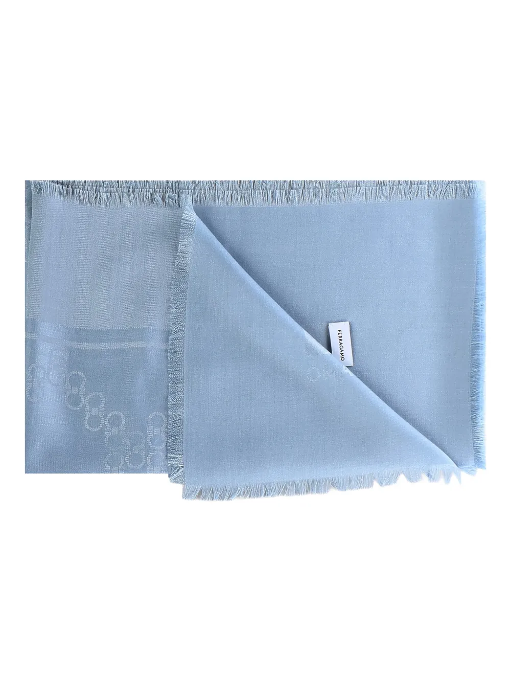 Ferragamo fringed logo scarf - Blauw