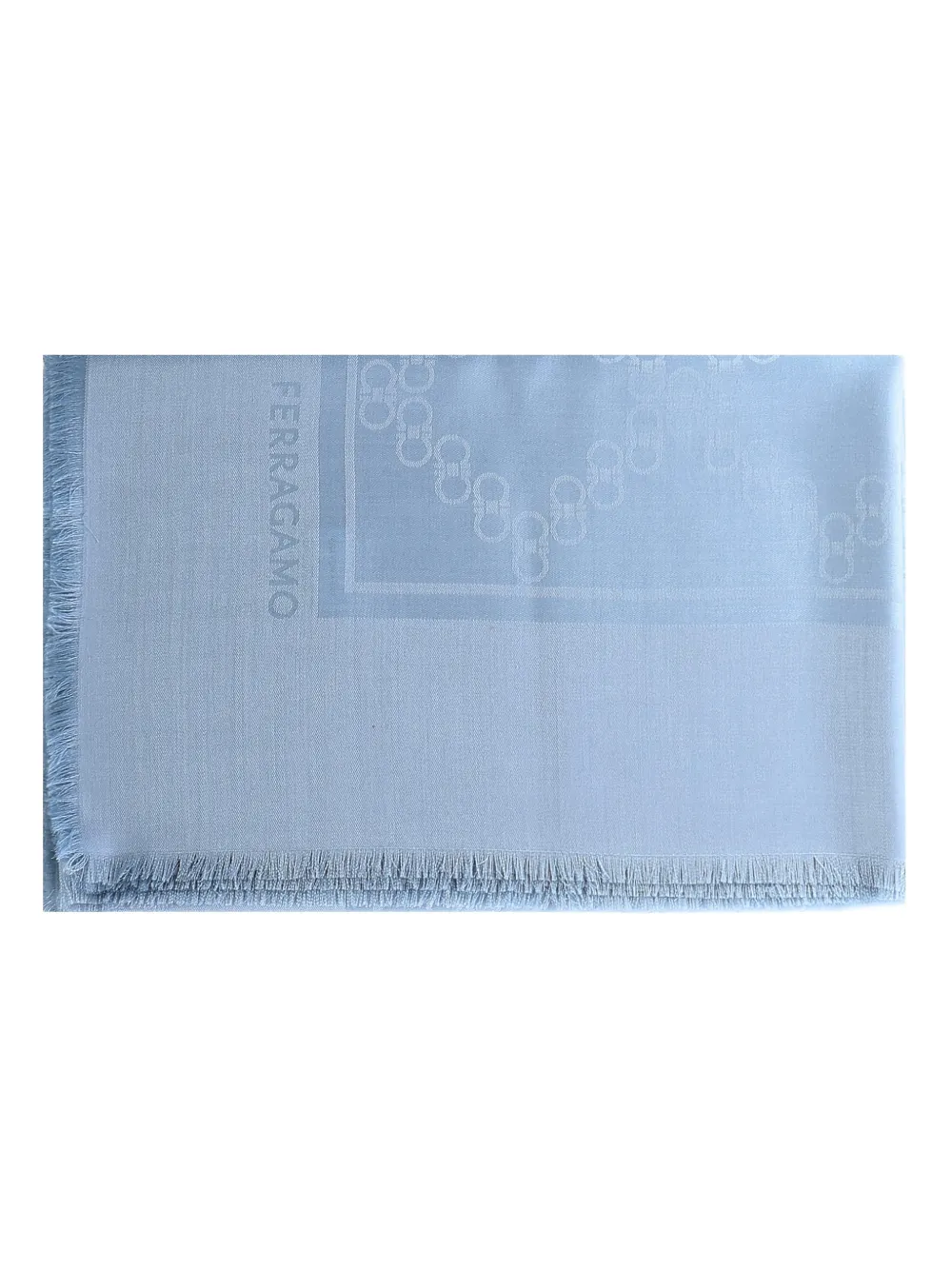 Ferragamo fringed logo scarf - Blau