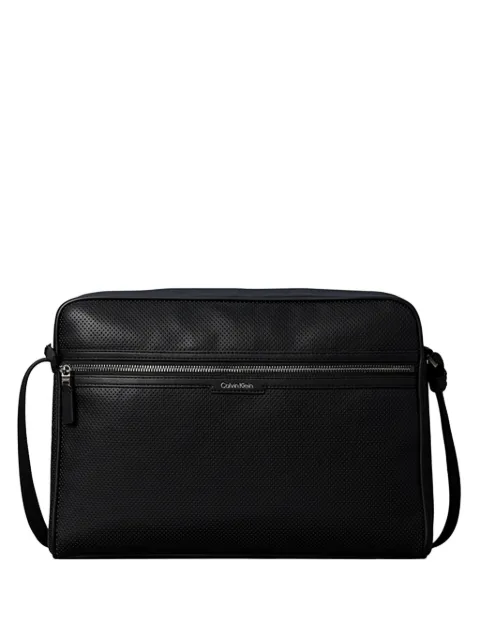 Calvin Klein perforated logo-plaque messenger bag