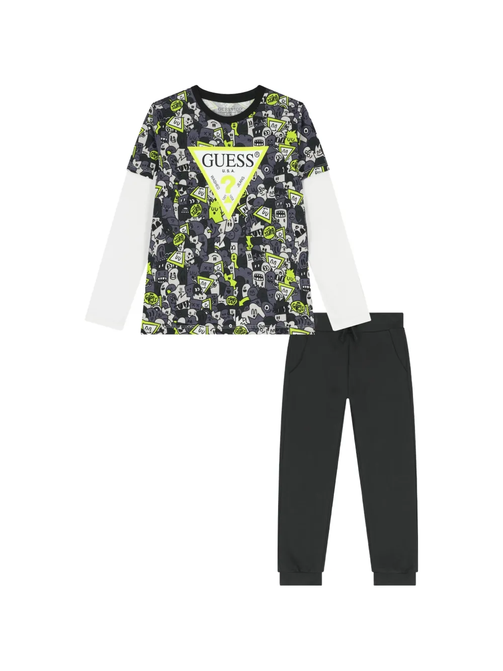 guess kids Tuta sportiva con logo - Nero