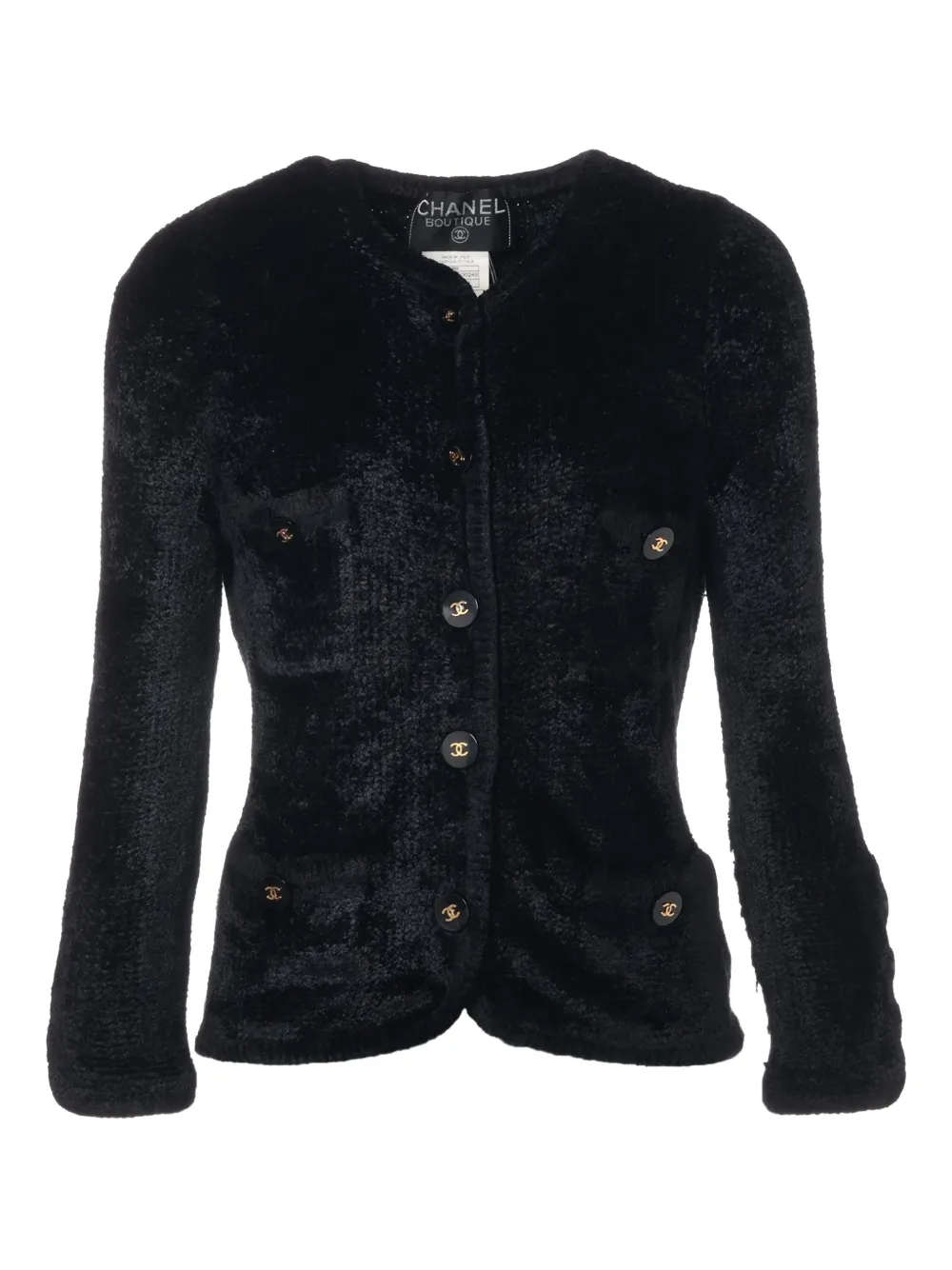 Pre-owned Chanel 1995 Cc Mark-button Cardigan In Black