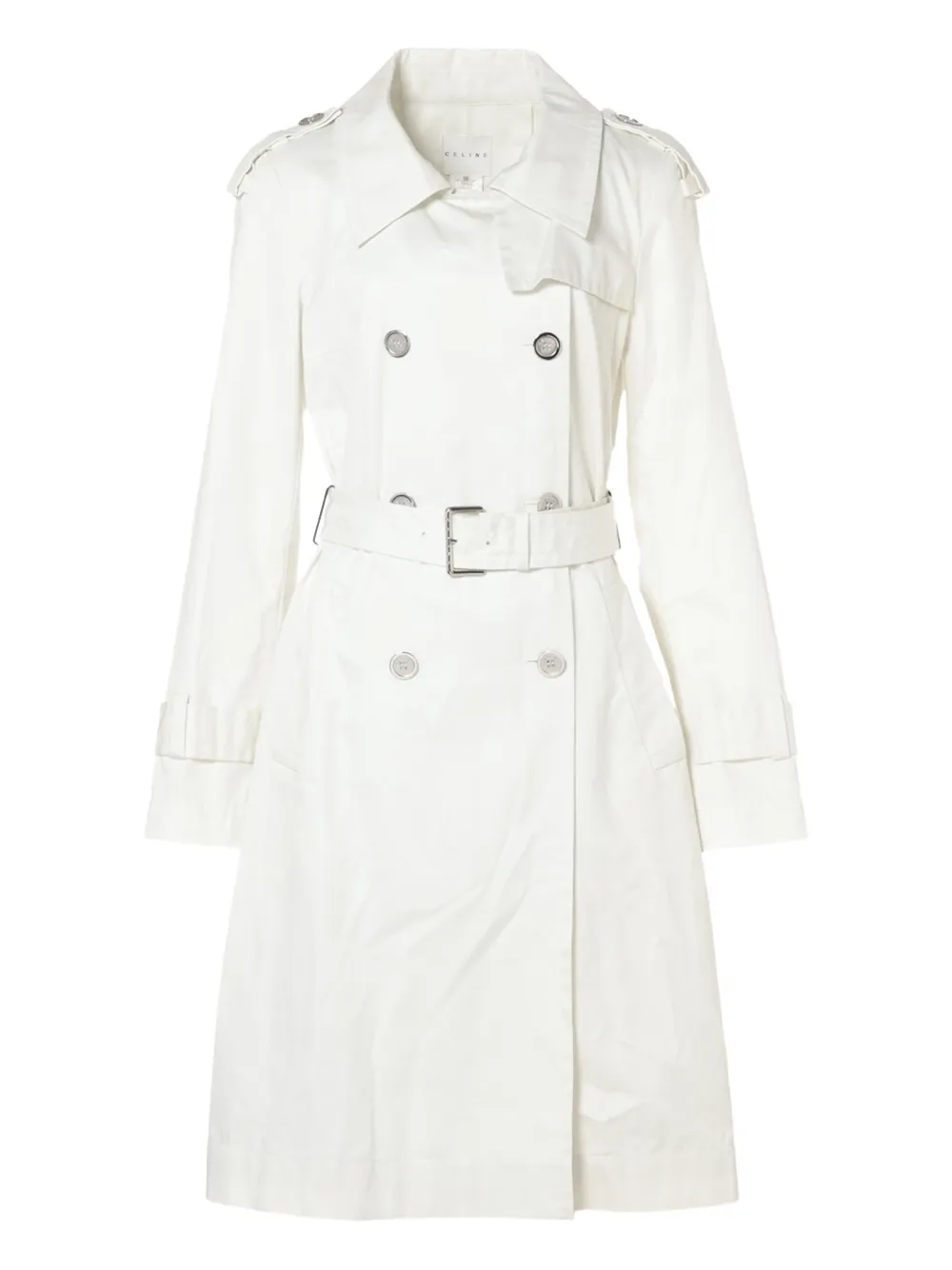 Celine Pre-Owned  2000s buttoned belted trench coat | White | Image 1