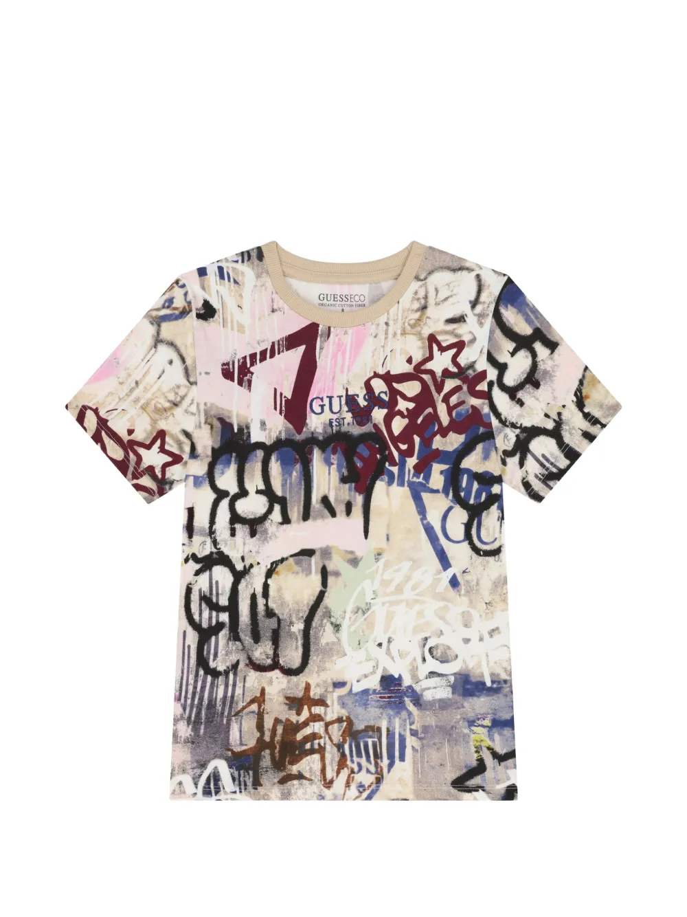 guess kids T-Shirt mit buntem Print - Nude
