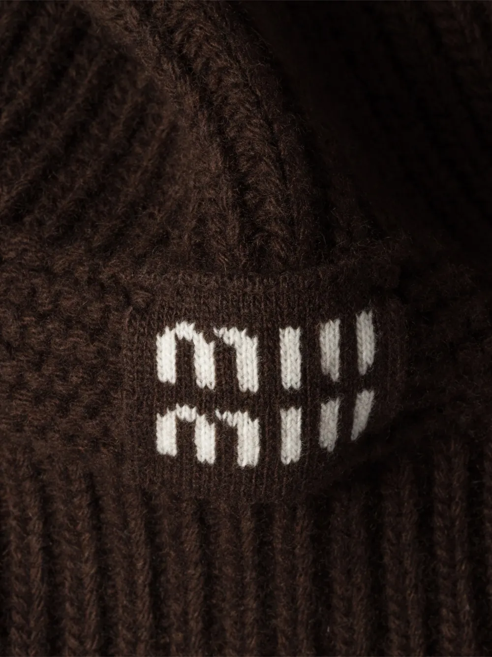 Miu Miu logo-jacquard balaclava - Bruin