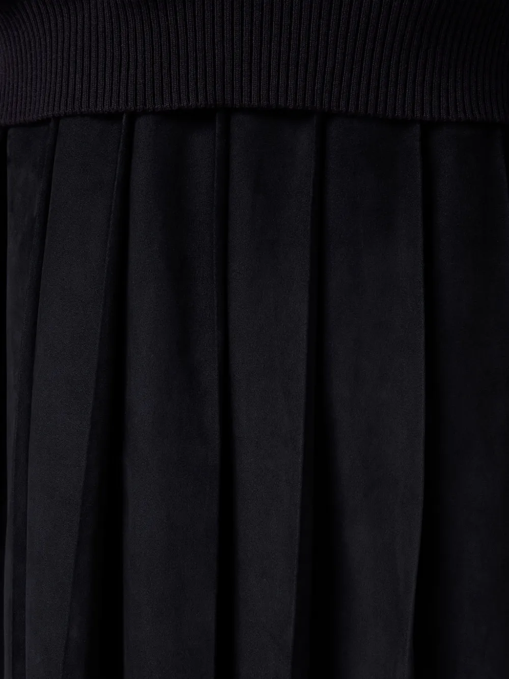 Miu Miu Pleated Suede Midi Skirt In Black